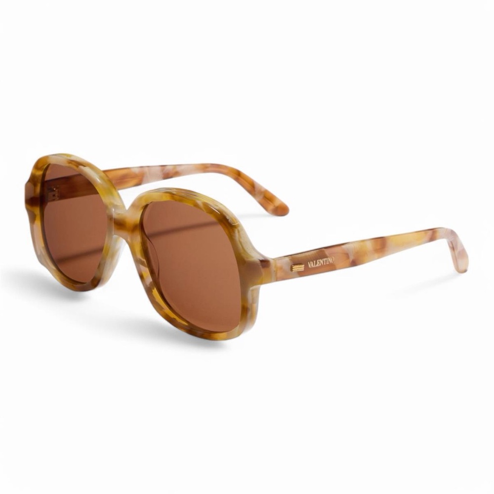 New! Valentino VLS 177B Light Havana Sunglasses with Brown Lenses, Authentic